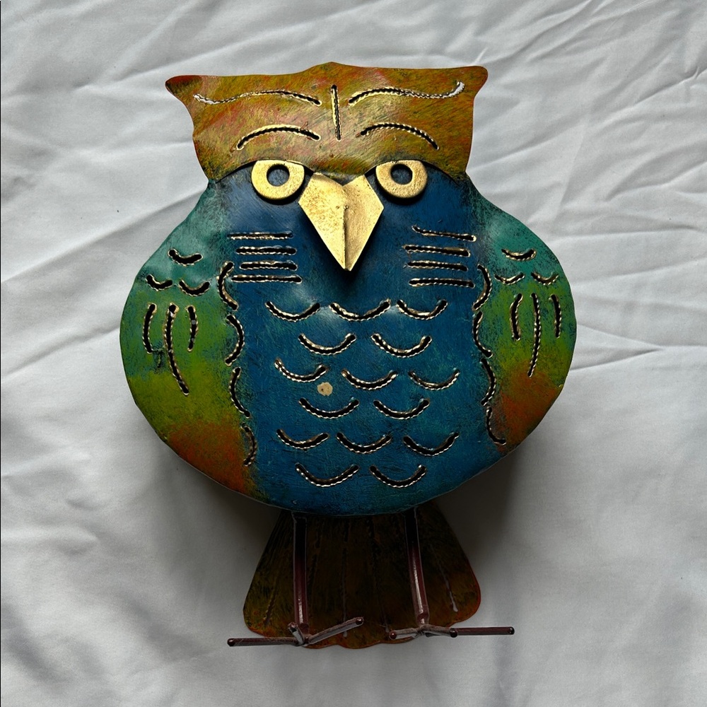 Colorful Metal Owl tea light holder